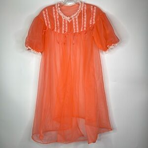 Vintage Lisette By Al Sterling Coral Pink Babydoll Nightgown 50s S/M
